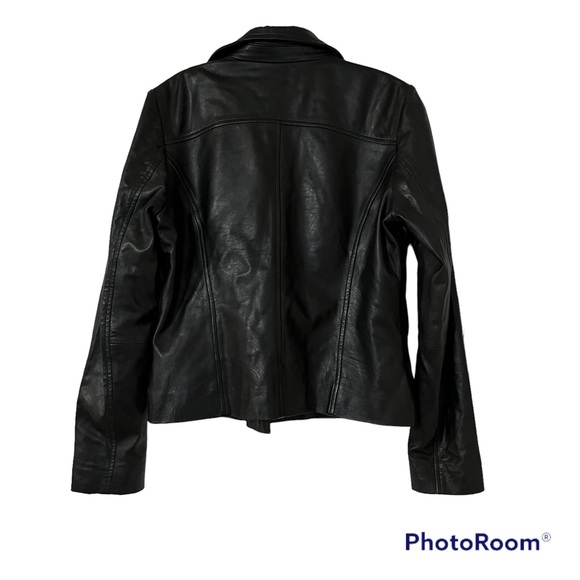 Halogen 100% Genuine Leather Black Moto Jacket Size XS - Picture 2 of 6